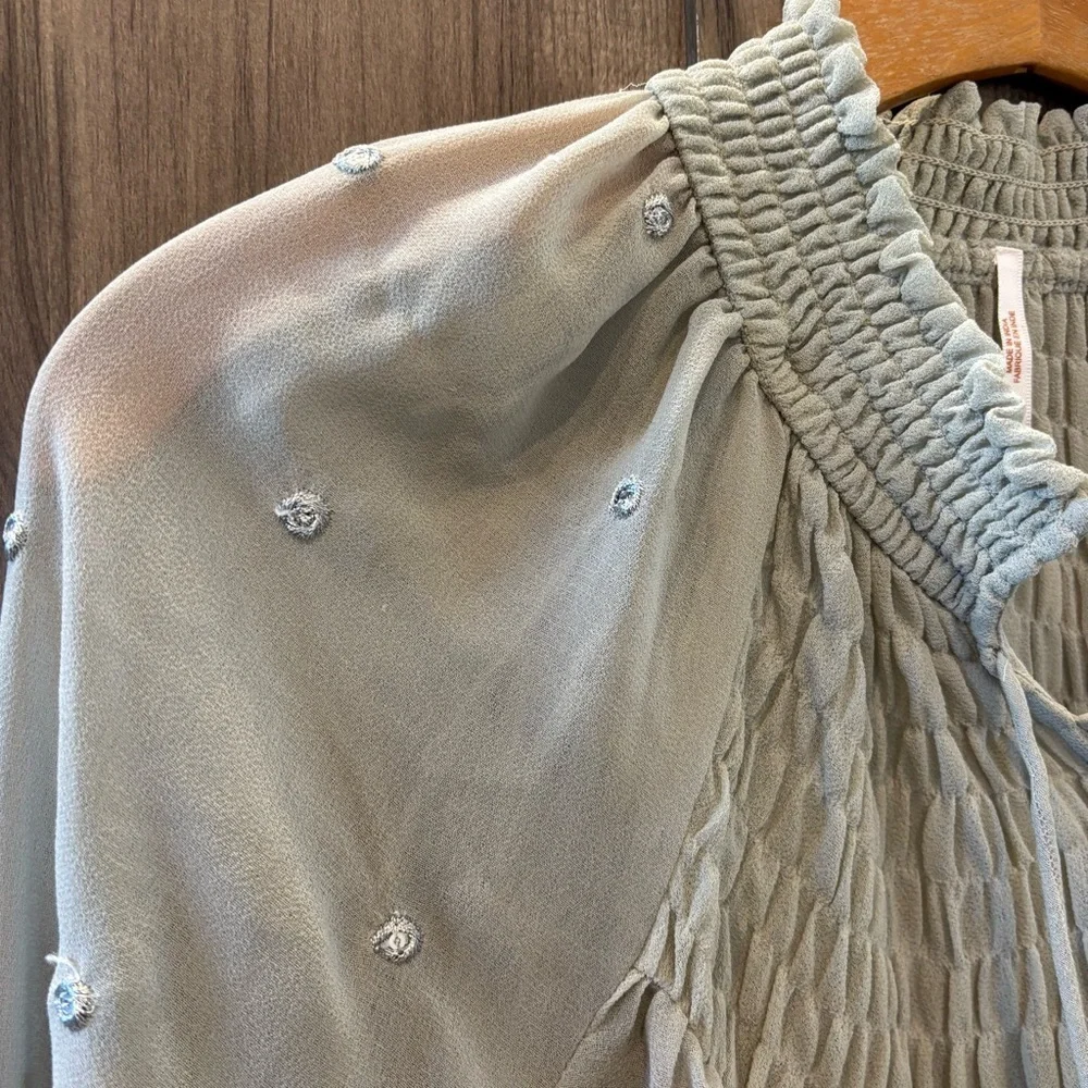 Free People Ready to Run Blouse Small‎ sheer flowy